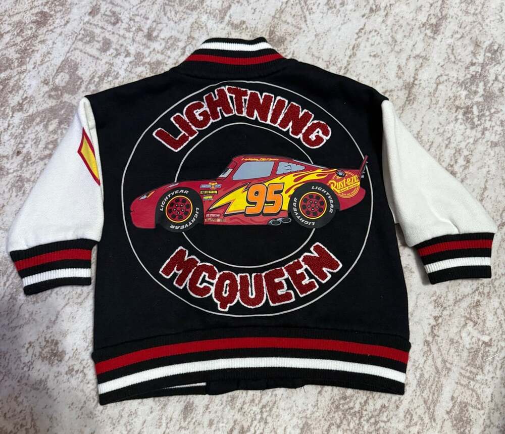 Size 12m Disney Pixar Cars Lightning McQueen Varsity Jacket Black